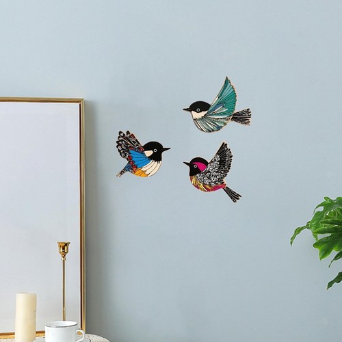 3pcs mur oiseau bois art - d'oiseau,