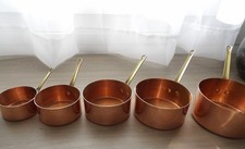 SERIE 5 PETITES CASSEROLES EN CUIVRE