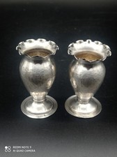 Rare 2 Petits Vase miniature martelés en Argent Massif poinçon 800 .