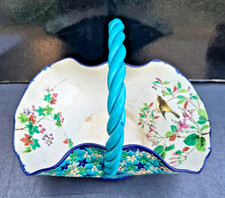 IMPORTANT PANIER EMAUX LONGWY TAILLE 7 EP.1882 OISEAUX CIGOGNES