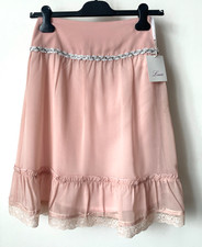 Jupe Rose Pêche pâle sequin argenté dentelle T34 XS made in Japan Louise Neuf