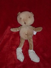 Doudou Natalys Peluche Ours Marron Chaussette Rayée