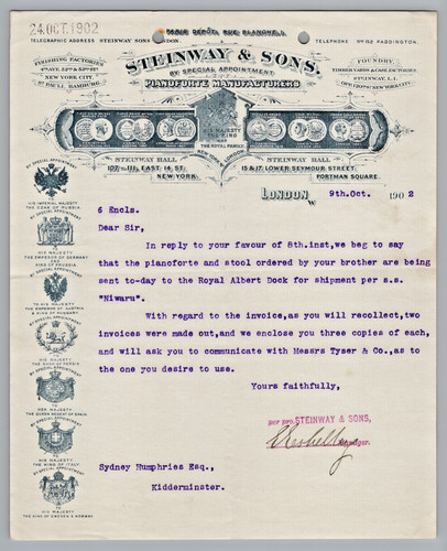1902 steinway sons pianos - steinway, &