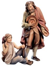 Santon Raffaello Collection Hirte Avec Garçon H 14 CM Chiffre en Bois Holzstatue