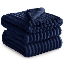 Plaid Polaire Canape Grande Taille - Plaid Bleu Marin Doux Couverture Lit 2 P...