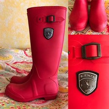 Kamik Bright Red Side Buckle Tall Rubber Waterproof Rain Boots size 6 SOLD OUT
