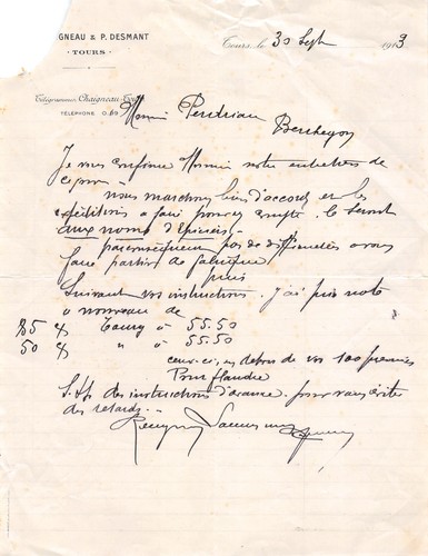 Facture 1913 desmant - facture,