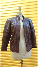 Blouson Cuir agneau "Bordeaux et Noir" 1980 -  GIANNI VERSACE Italy -  T. 40/42