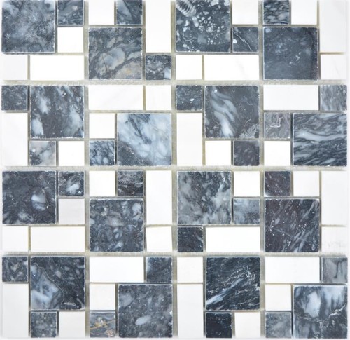 Marbre mosaïque pierre noir - marbre,