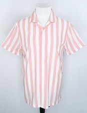 ABERCROMBIE & FITCH PINK WHITE STRIPES SHORT SLEEVES MEN SHIRT M - CHEMISE ÉTÉ