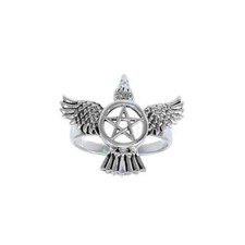 Corbeau Pentacle 925 Bague en