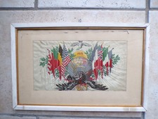 WW1 militaria français tableau tissé armistice drapeaux alliés aigle allemand