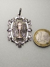 Superbe imposante médaille religieuse ancienne argent massif calice or 14k 10.6g