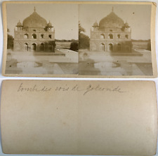 India, Hyderabad, tombe des Rois de Golconde Vintage stereo card, Tirage citra