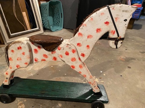 Ancien jouet bois cheval - ancien,