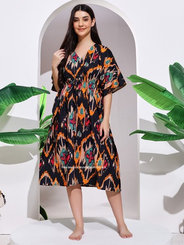 Indien coton caftan court noir - coton,