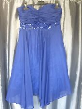 Robe bustier soirée  voile bleu dur t. L tbé