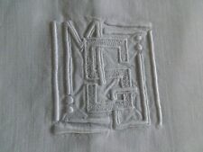 longue taie de traversin, 2.24 m, PUR fil de lin, mono M J S, ancienne