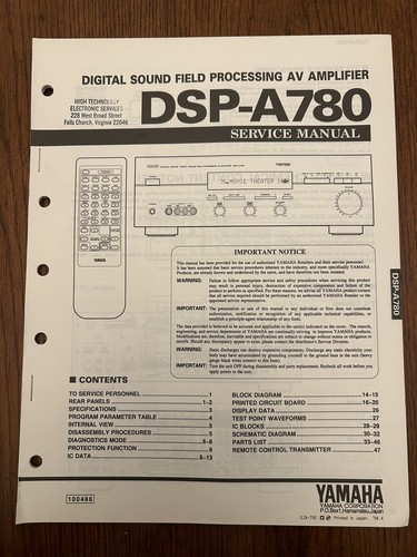 Yamaha dsp a780 digital - yamaha, dsp-a780