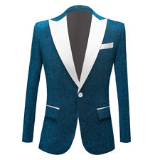 Hommes Paillette Lurex Robe Veste Costume Blazer Manteau Showman Fête Mariage