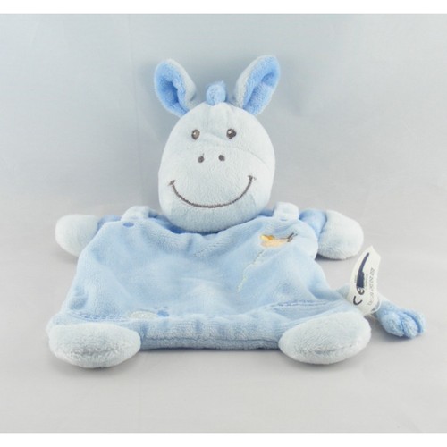 Doudou plat cheval ane - , bleu