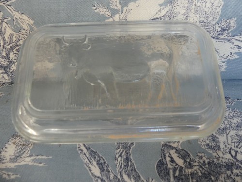 Ancien beurrier verre moullé - beurrier,