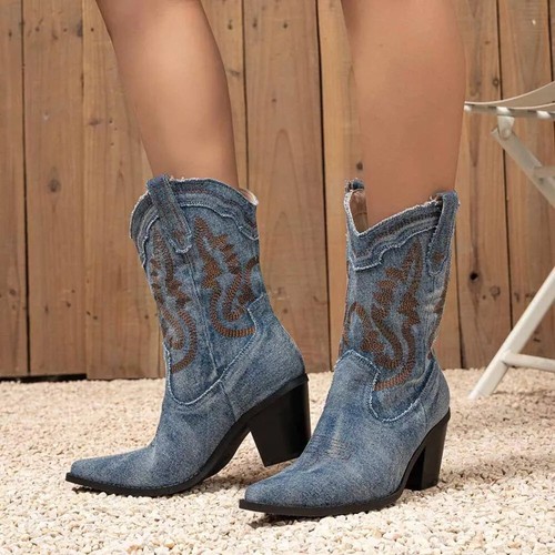 Bottes femme camperos bleu - bottes,
