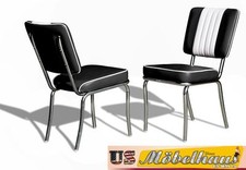 CO-24 Noir Bel Air Meuble 2 Chaises Dîner de Cuisine Dans Style 50er Ans USA