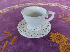 Tasse et sa Soucoupe Céramique Ajourée Couleur Blanc Cassé Crème
