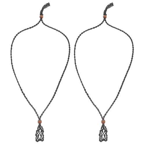 Black cotton cord - black, necklace
