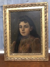 PEINTURE, HUILE SUR TOILE, PORTRAIT DE JEUNE FILLE, signé Jh ou Ih CASSE, XIXème