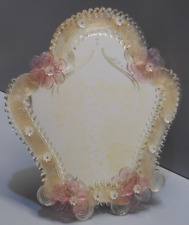 -JOLIE PETITE GLACE VENITIENNE à POSER/SUSPENDRE VERRE  FLEURS ROSES MURANO   D