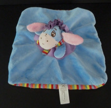 6. DOUDOU PLAT DISNEY Nicotoy ANE BOURRIQUET bleu mauve dessous rayé rayures TBE