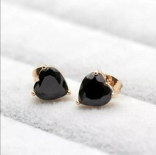 4 CT Diamant Noir Boucles D'Oreilles Forme Coeur En Plaqué or Rose AAA Certifié