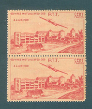 1947 France - Timbres de Bienfaisance des PTT - 1 Paire YT N°58 100fr., carmin..