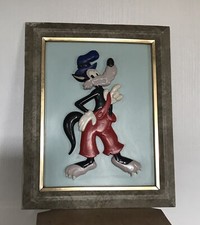 TABLEAU Vintage De WALT DISNEY PRODUCTIONS - Le Grand Méchant Loup - 34 X 27 Cm