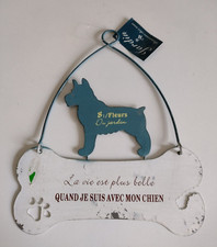 ? DOG LOVE Painted Metal Wall Art Sign Plaque House / Garden Decor French Text