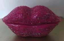 Téléphone Filaire fixe en forme de bouche Rose Strass