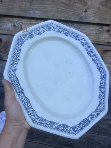 Grand plat octogonal faïence - plat,
