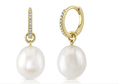 14k jaune diamant perle - 14k,