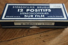 12 positifs stereoscopiques sur film STEREOFILMS BRUGUIERE CHAMONIX LE BREVENT