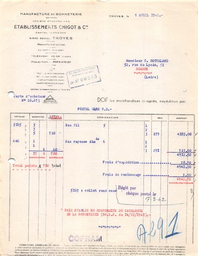 1942 manufacture bonneterie - 1942,