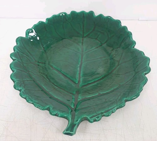 Plat feuille vert ceramique - plat,