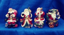Porcelain Christmas Hand Painted Santa Hinged Trinket Boxes Traditions 