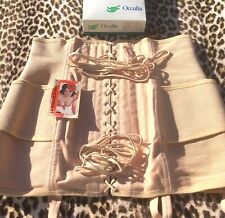 FRENCH 1960s SLIMMING LACE-UP BONED CORSET GIRDLE~NUDE~MADE IN FRANCE~NEW&BOX~L