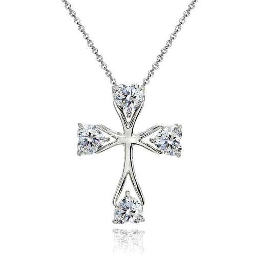 Coeur croix poli 925 argent - poli,