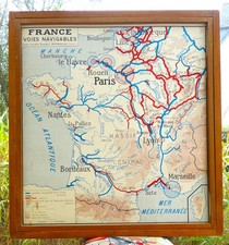 ancienne carte géographie Rossignol  france voies navigables pluies vents