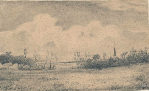 Dessin paysage xixe - paysage, ou
