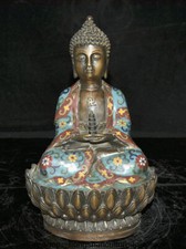 11.2 "Chine bouddha bronze cloisonné comme la statue de lotus Amida Bouddha