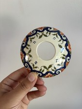 Ancienne Bobèche ou Coupelle de Lustre en Faïence Style Rouen - Vintage